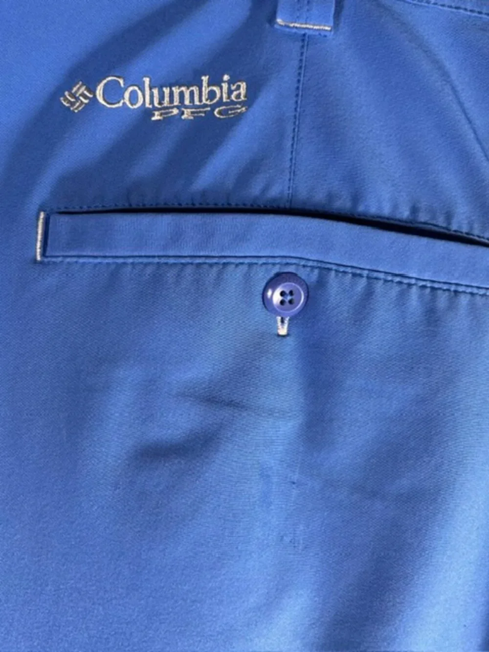 Columbia PFG Omni-Shield Fishing Shorts Mens Sz 40x10 Blue Performance Stretch